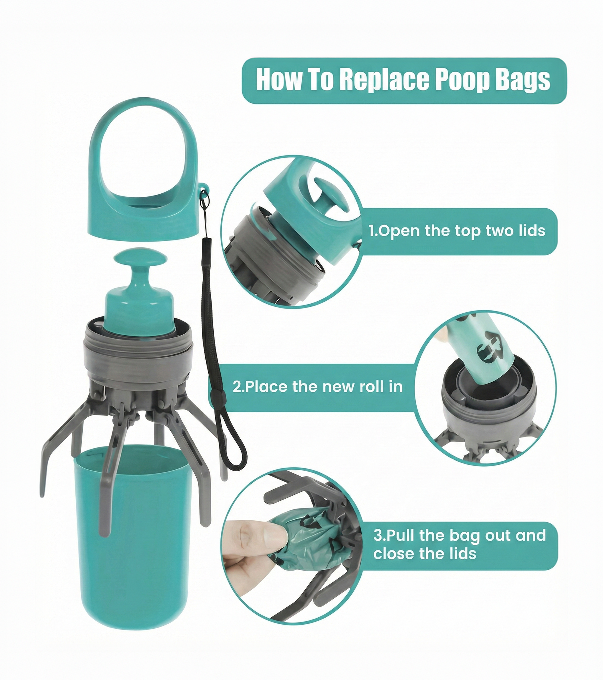 Dog Poop Scooper with Built-in Bag Dispenser