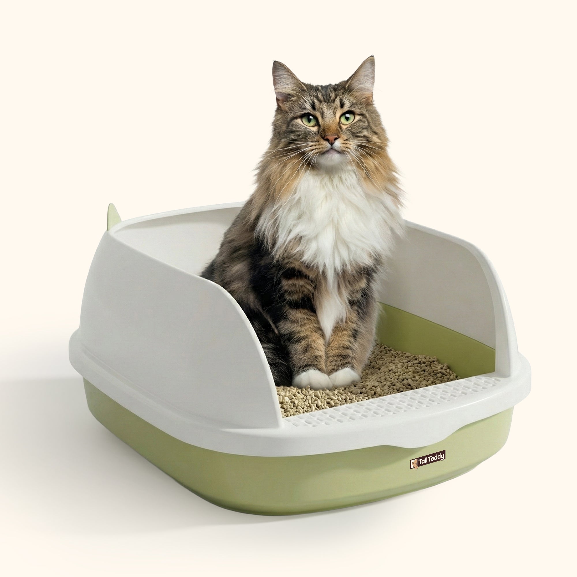 High-Sided Cat Litter Box with Tracking Step