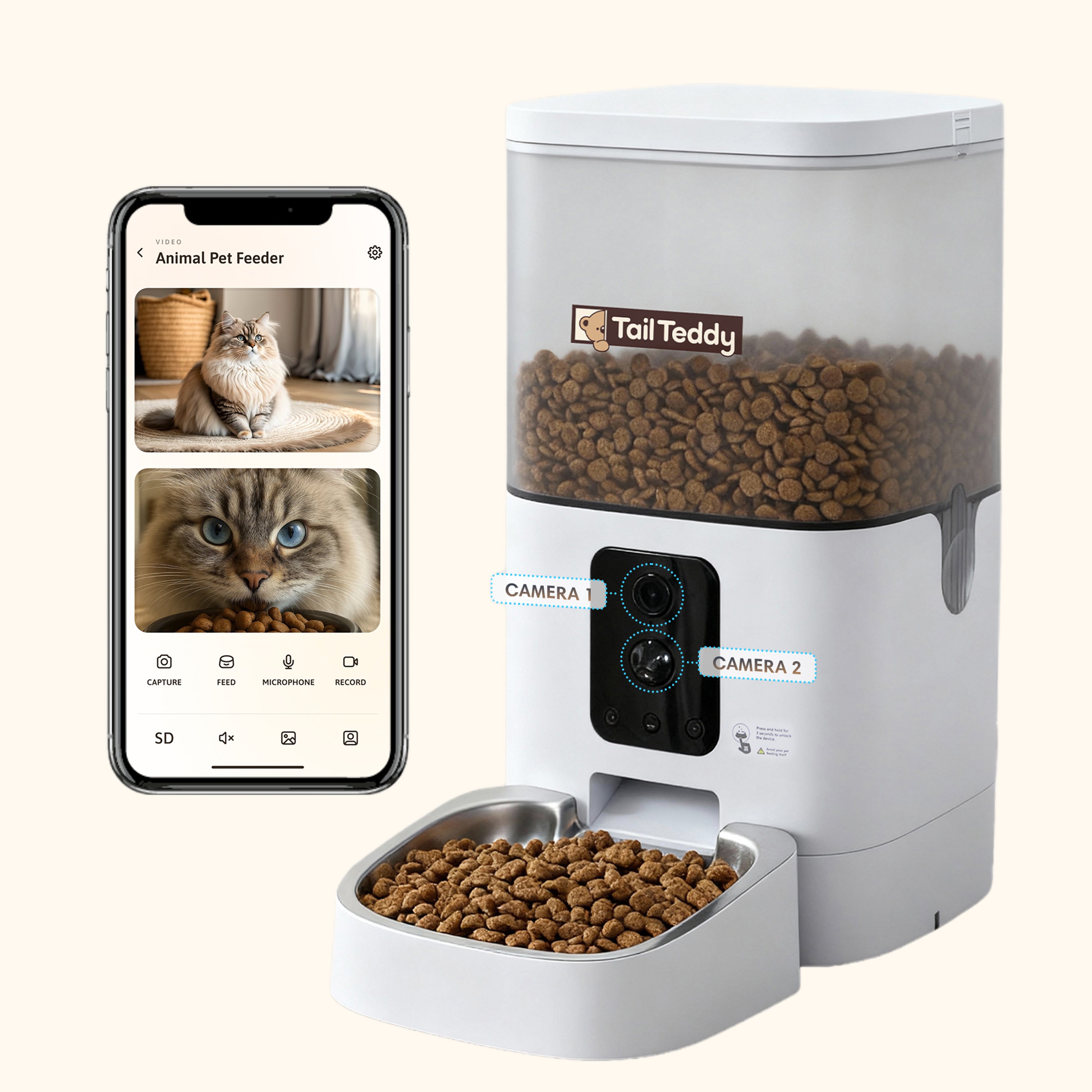 6L Automatic Cat Feeder with Dual 2K Camera & WiFi