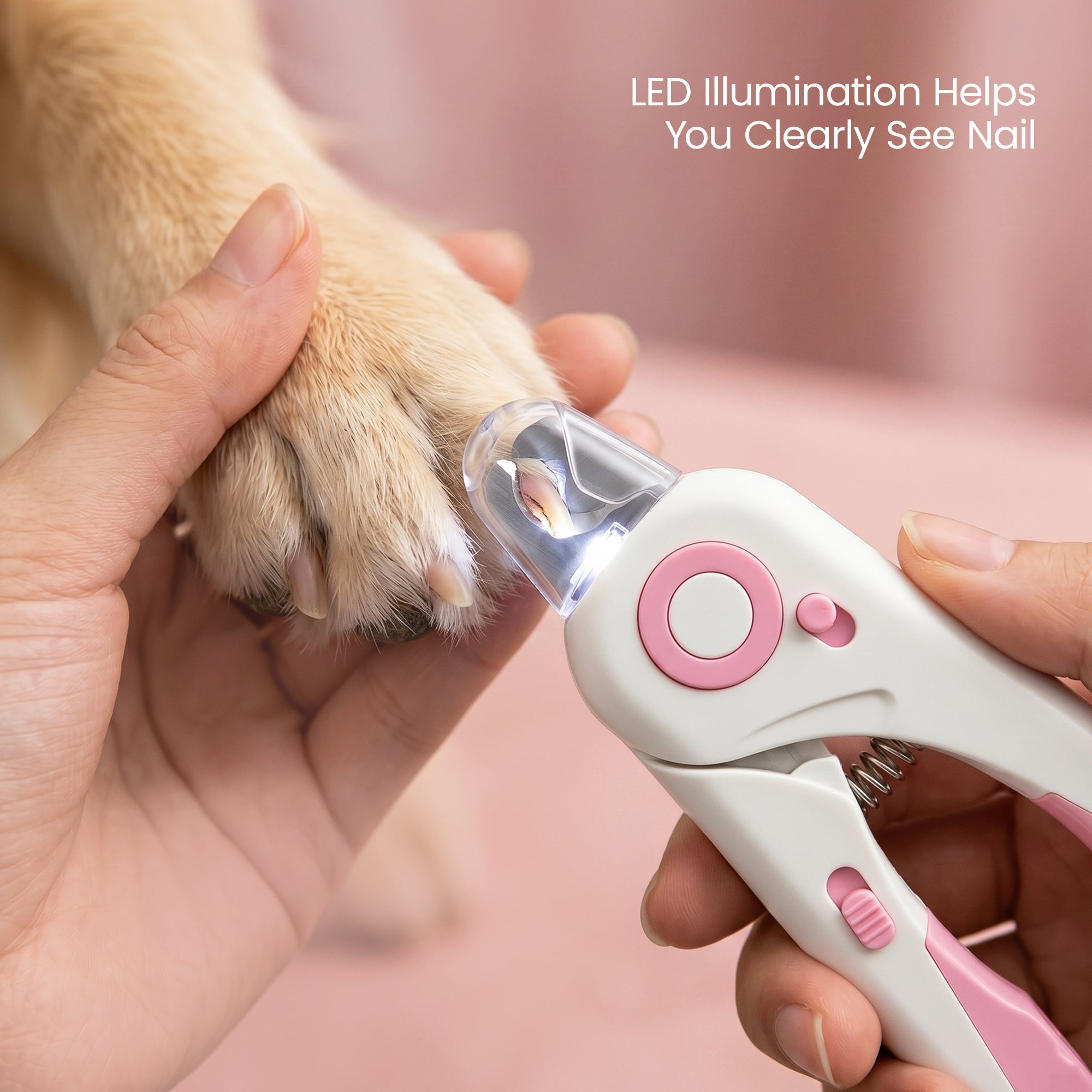 Pet Nail Clippers with LED Light & Built-in Grinder