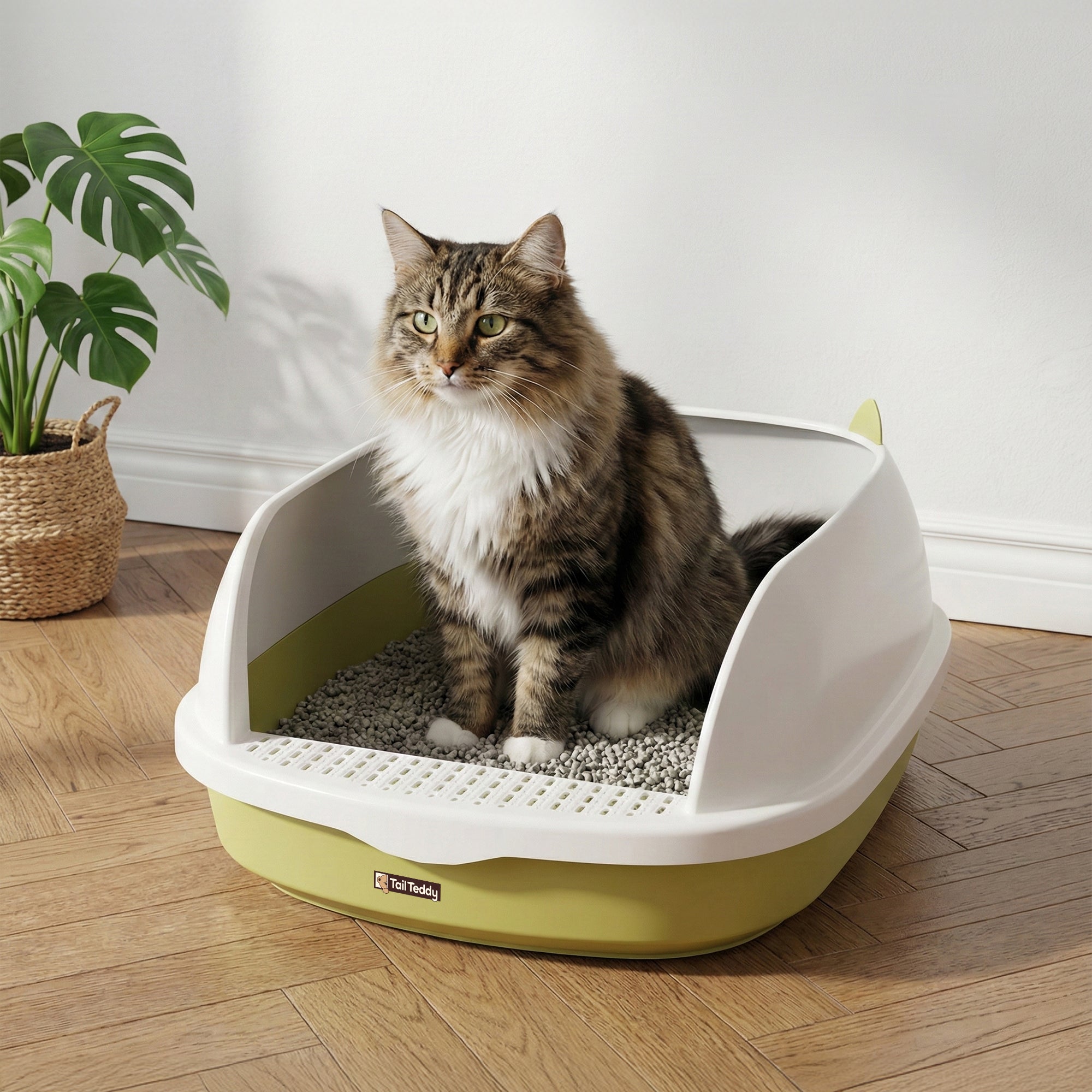 High-Sided Cat Litter Box with Tracking Step