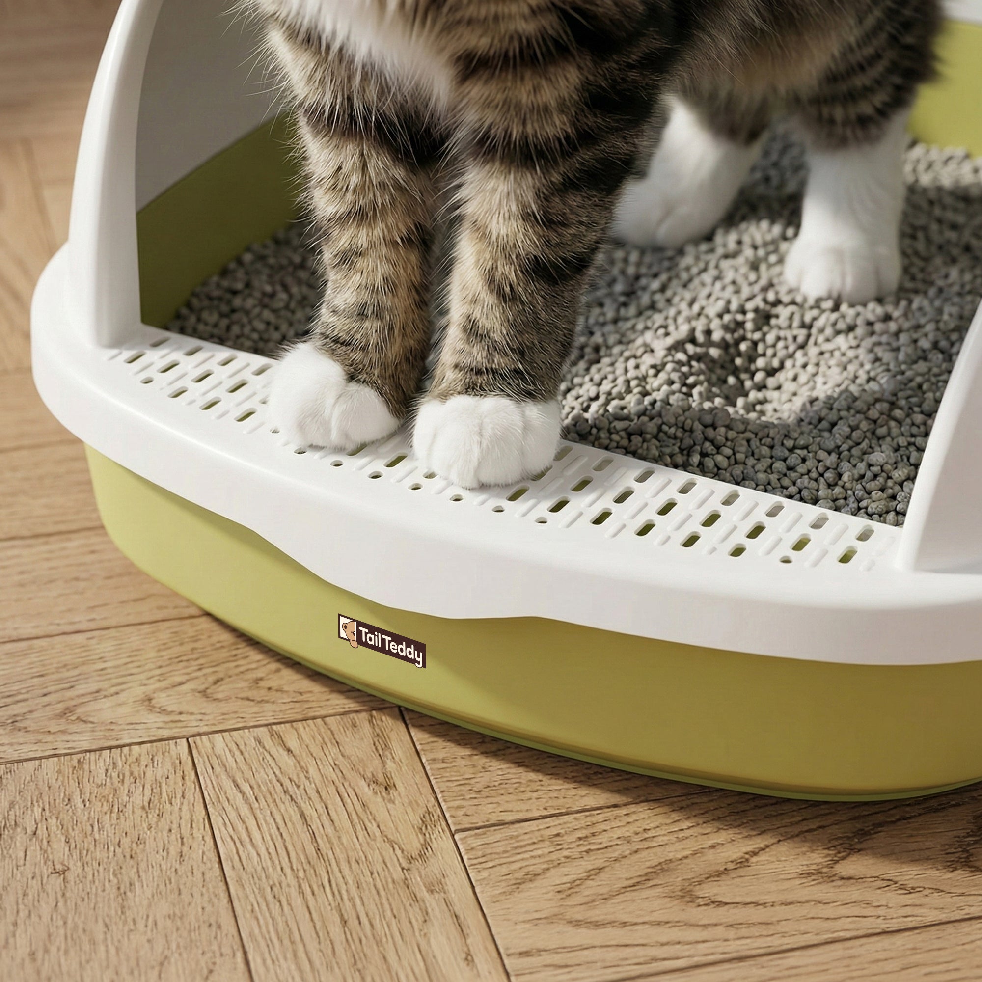 High-Sided Cat Litter Box with Tracking Step
