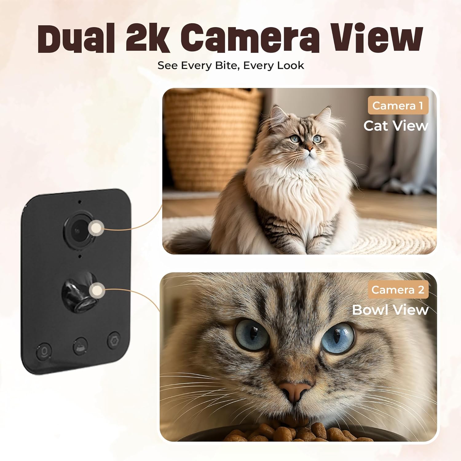 6L Automatic Cat Feeder with Dual 2K Camera & WiFi