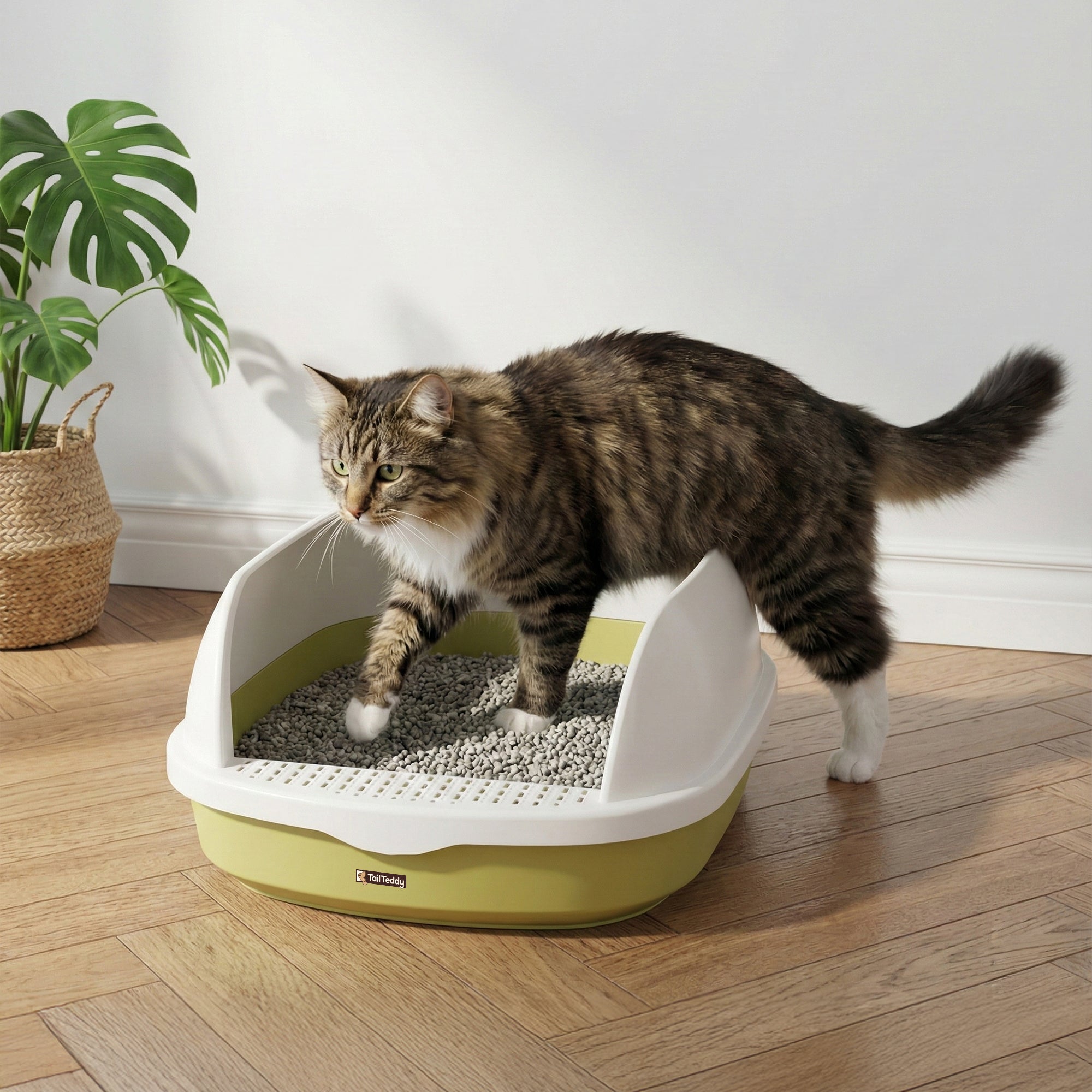High-Sided Cat Litter Box with Tracking Step