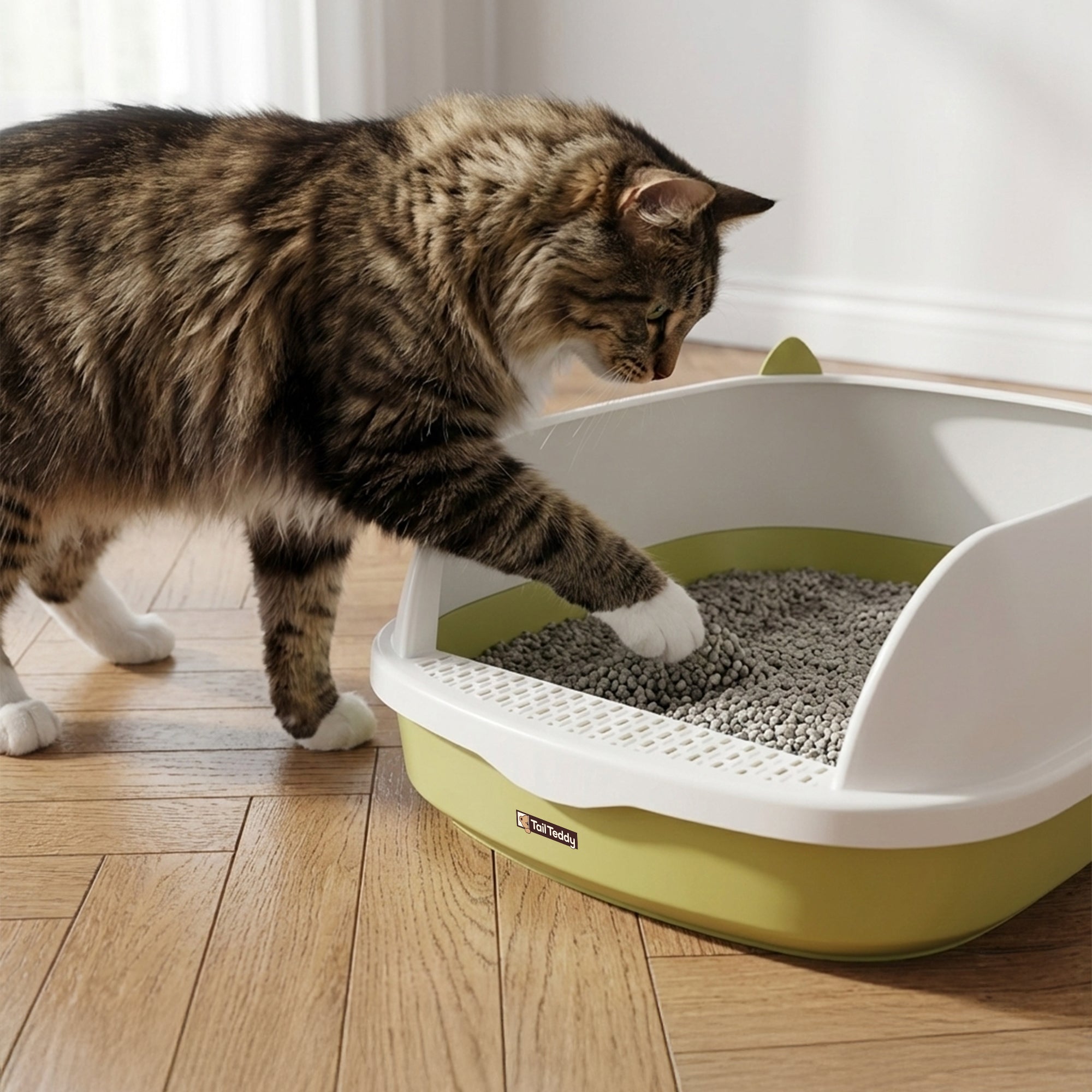 High-Sided Cat Litter Box with Tracking Step