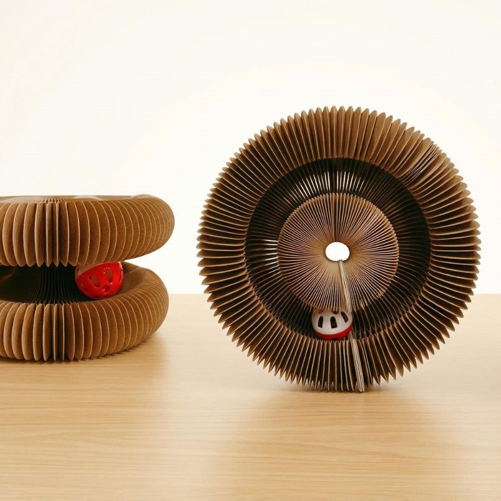 Foldable Corrugated Paper Cat Scratcher with Bells