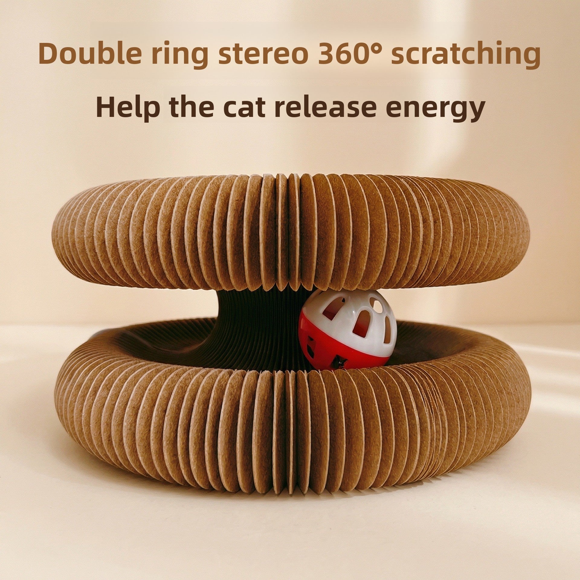 Foldable Corrugated Paper Cat Scratcher with Bells